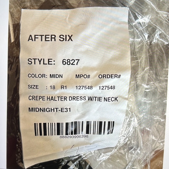 NWT After Six Crepe Halter Dress with Tie Neck in Midnight Navy Size 18 - Picture 4 of 4